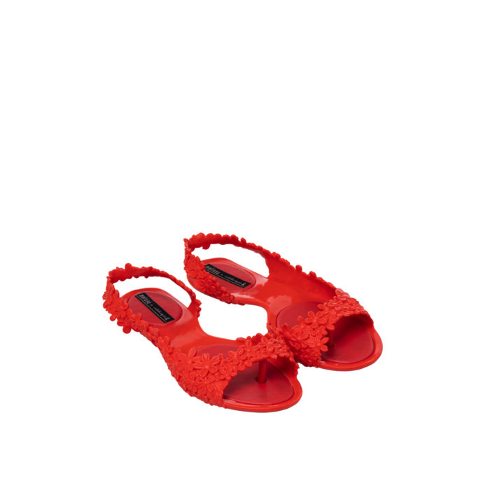 MELLISA FLAT SANDAL FLORAL VERMILLION SIZE 5 - Image 1