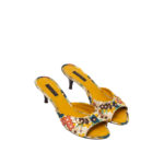 LOUIS VUITTON MULTICOLOR FLEUR SATEEN SLIDE HEELS SIZE 38,5