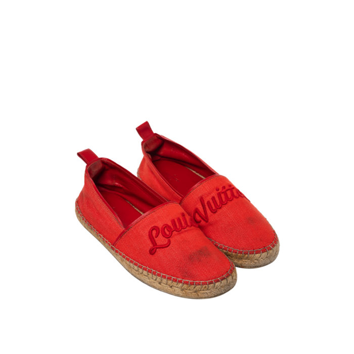 LOUIS VUITTON ORANGE CANVAS WATERFALL ESPADRILLES LOAFERS SIZE 38,5 - Image 1