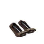 LOUIS VUITTON BROWN SUEDE BOW DETAIL SCRUNCH BALLERINA FLATS SIZE 38,5