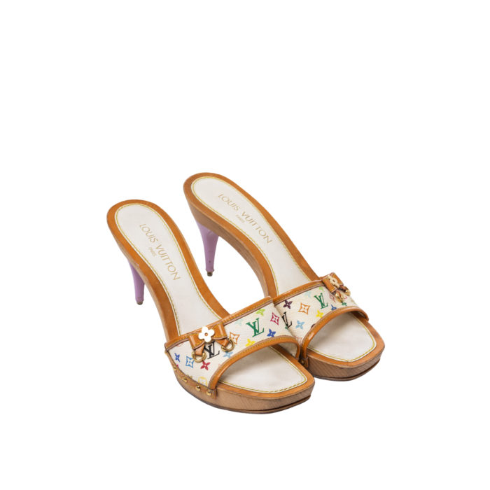 LOUIS VUITTON X TAKASHI MURAKAMI KITTEN SANDAL HEEL 6CM MULTICOLOR SIZE 38,5 - Image 1