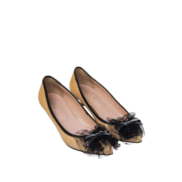 RED VALENTINO LACE PUMP SHOES BEIGE BLACK HEELS 3CM SIZE 38,5 - Image 1