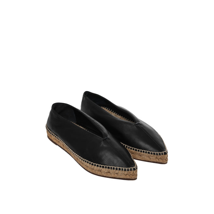 CELINE BLACK LEATHER BABOUCHE V CUT ESPADRILLES SIZE 38 - Image 1