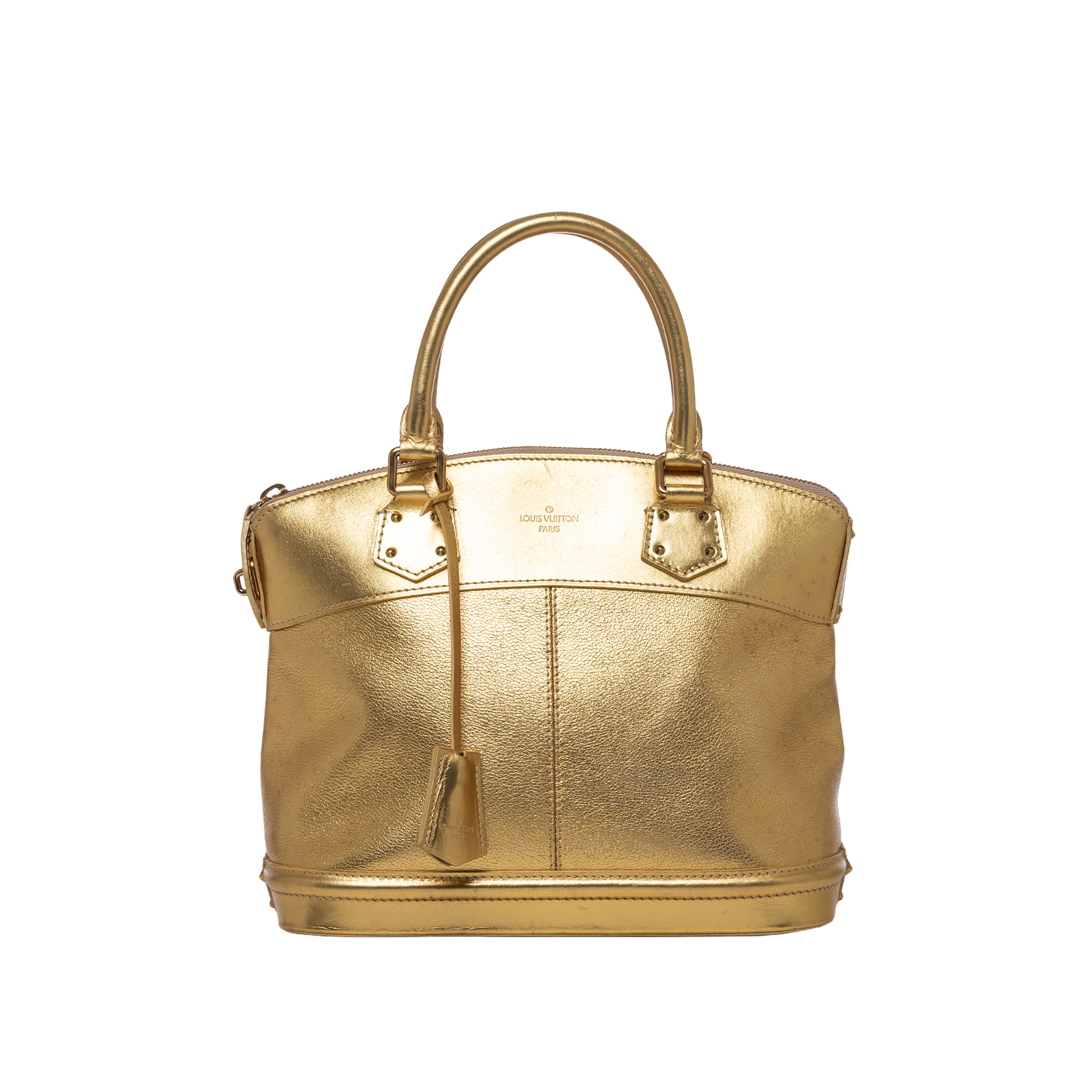 1 LOUIS VUITTON SUHALI LOCKIT METALLIC TOTE TOP HANDLE BAG IN GOLD - Image 1