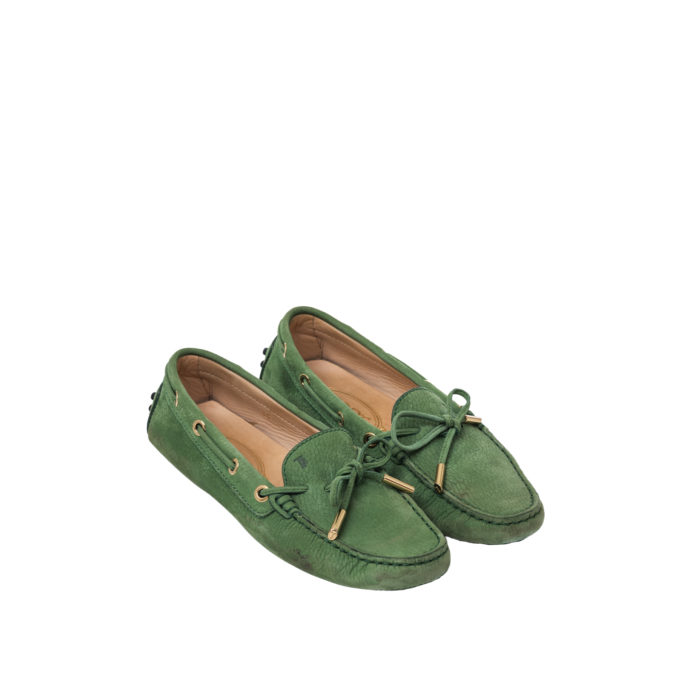 TOD’S GOMMINO BOW LOAFERS GREEN SIZE 35 - Image 1