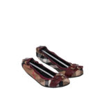 BURBERRY NOVA CHECK STRAPS ELASTIC BALLERINA FLAT IN RED CLANET BURGUNDY