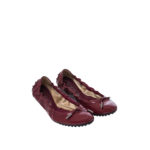 TOD’S BOW SCRUNCH BALLET GOMMINO RED FLAT SHOES SIZE 35,5