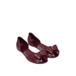 SALVATORE FERRAGAMO BARBADOS JELLY FLAT IN BURGUNDY SIZE 8