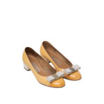 SALVATORE FERRAGAMO PATENT VARA PUMPS HEELS 3CM NEW BLUSH SIZE 4,5/35