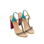 CHRISTIAN LOUBOUTIN SYLVIETA PINK-GOLD SANDAL HEELS 11CM SIZE 38,5