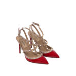 VALENTINO GARAVANI ROCKSTUD HEELS 9CM RED PATENT SIZE 35