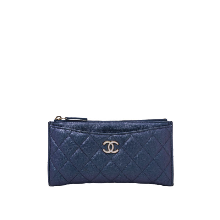 CHANEL FLAT ZIP LONG WALLET IN IRIDESCENT NAVY CAVIAR LEATHER #27 - Image 1