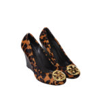 TORY BURCH TB WEDGES LEOPARD PRINT HEELS 10CM SIZE 8,5 / 38,5