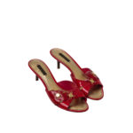 LOUIS VUITTON RED LEATHER FLOWER SANDAL HEEL IN 6CM SIZE 38,5