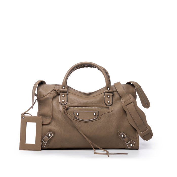 BALENCIAGA REGULAR METALLIC EDGE CHEVRE LEATHER SHW IN BEIGE LATTE - Image 1