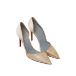 CHRISTIAN LOUBOUTIN PEARL CREPE SATIN BIGORNO HEELS 10CM SIZE 38,5