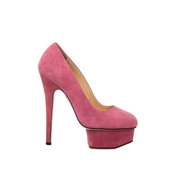 CHARLOTTE OLYMPIA PINK SUEDE DOLLY PUMPS HEELS 14CM SIZE 34 - Image 2
