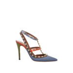 VALENTINO MULTICOLOR LEATHER ROCKSTUD ANKLE STRAP PUMPS HEELS 10CM SIZE 38,5 - Image 2