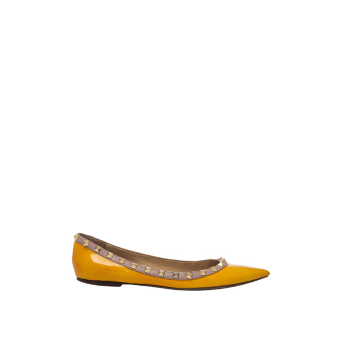 VALENTINO BALLERINA FLAT YELLOW PATENT  SZ 38 - Image 2