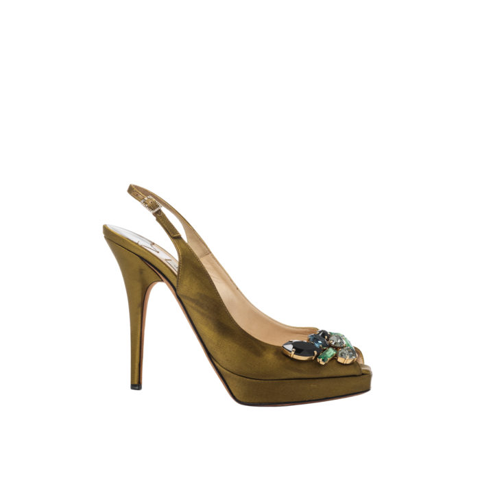 JIMMY CHOO MEDALION YELLOW SATIN CRYSTAL EMBELISHED PLATFROM SLINGBACK SANDAL HEELS 12CM SIZE 38,5 - Image 2