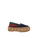 GUCCI LINEN ESPADRILLES MULTICOLOR PEARL IN WEB BLUE-GREEN-RED 5CM SIZE 38 - Image 2