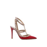 VALENTINO GARAVANI ROCKSTUD HEELS 9CM RED PATENT SIZE 35 - Image 2
